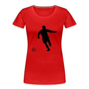 footballeur silhouette, couleur au choix - T-shirt bio Premium Femme - rouge - Devant - Mia (176cm)