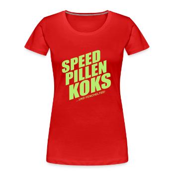 speed_pillen_koks - Women's Premium Organic T-Shirt - red - Front - Mia (176cm)