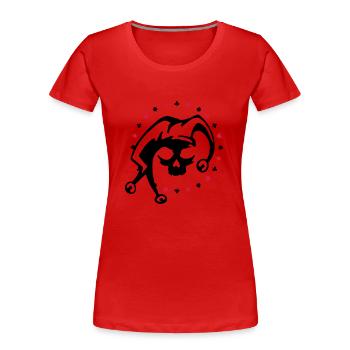 poker, skull, skull, joker - Women's Premium Organic T-Shirt - red - Front - Mia (176cm)
