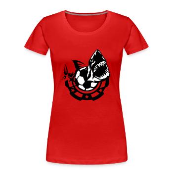 Fußball Fußball Hai Logo Zeichnung Club - Frauen Premium Bio T-Shirt - Rot - Vorne - Mia (176cm)
