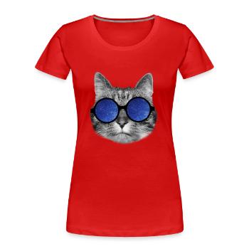 Galaxy cat - Frauen Premium Bio T-Shirt - Rot - Vorne - Mia (176cm)
