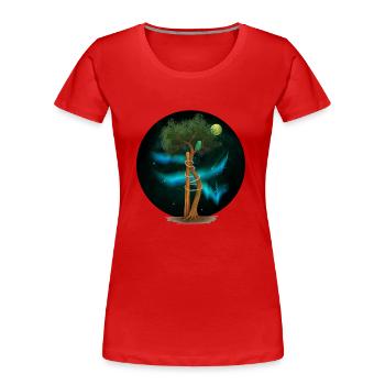 OT Baum in der Aurora Borealis (gOT it!) - Frauen Premium Bio T-Shirt - Rot - Vorne - Mia (176cm)
