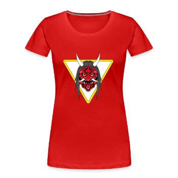 Red Demon in a Triangle - Women's Premium Organic T-Shirt - red - Front - Mia (176cm)