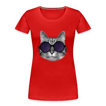 Lunettes pour chat et hypnotiques - T-shirt bio Premium Femme - rouge - Devant - Mia (176cm)