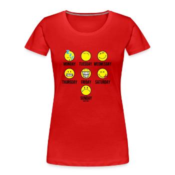 SmileyWorld Emotionen An Den Wochentagen - Frauen Premium Bio T-Shirt - Rot - Vorne - Mia (176cm)
