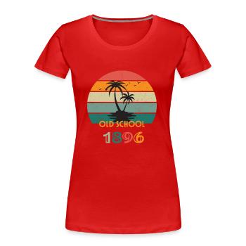 Old School Beach - Frauen Premium Bio T-Shirt - Rot - Vorne - Mia (176cm)