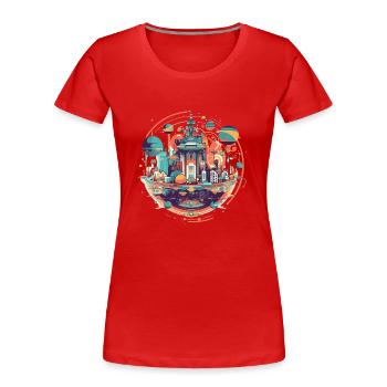 Futuristic city - Women's Premium Organic T-Shirt - red - Front - Mia (176cm)