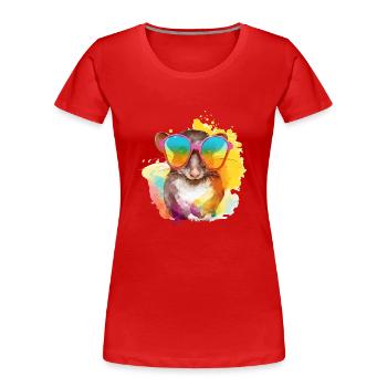 Mix the spectacled shrew - Women's Premium Organic T-Shirt - red - Front - Mia (176cm)