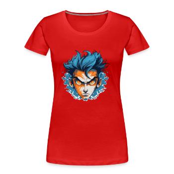 Sapphire Fury: Entfessle deine innere Kraft - Frauen Premium Bio T-Shirt - Rot - Vorne - Mia (176cm)