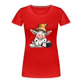 Miki the learned cow - Women's Premium Organic T-Shirt - red - Front - Mia (176cm)