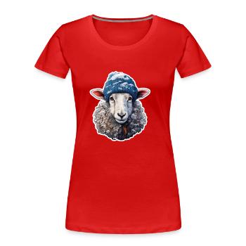 Moutons d’hiver - T-shirt bio Premium Femme - rouge - Devant - Mia (176cm)