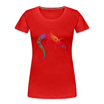 Bunte Eidechse - Frauen Premium Bio T-Shirt - Rot - Vorne - Mia (176cm)