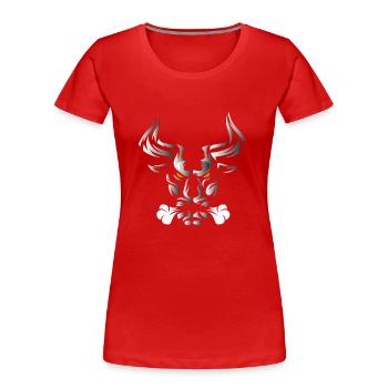 Stier Stierkopf Kopf Logo Steak Beast Gym Horn - Frauen Premium Bio T-Shirt - Rot - Vorne - Mia (176cm)