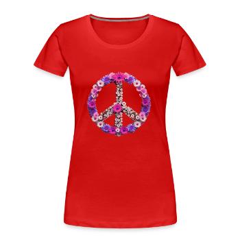 peace,peace sign,peace sign,flowers,colorful - Women's Premium Organic T-Shirt - red - Front - Mia (176cm)