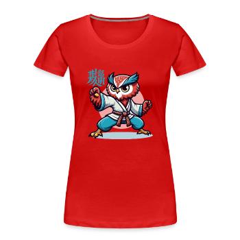 KUNG FU OWL 2 - Women's Premium Organic T-Shirt - red - Front - Mia (176cm)