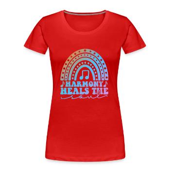 Harmony Heals The Soul Music - Frauen Premium Bio T-Shirt - Rot - Vorne - Mia (176cm)