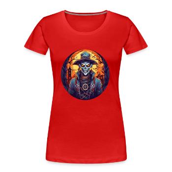 Gruseliges Halloween-partykostüm Voodoo-priester - T-shirt bio Premium Femme - rouge - Devant - Mia (176cm)
