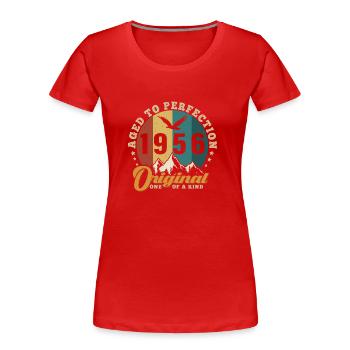 Die Legenden wurden im Jahrgang 1956 geboren - Frauen Premium Bio T-Shirt - Rot - Vorne - Mia (176cm)