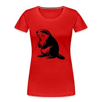 Murmeltier - Frauen Premium Bio T-Shirt - Rot - Vorne - Mia (176cm)