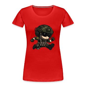kleiner süsser rennender soldat - Frauen Premium Bio T-Shirt - Rot - Vorne - Mia (176cm)