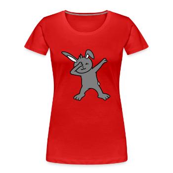 Hase Dabbing Dab Dance Pose Tanzen Party Feiern - Frauen Premium Bio T-Shirt - Rot - Vorne - Mia (176cm)