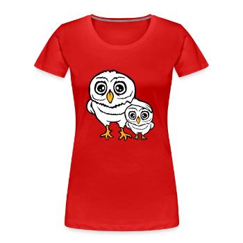 2 Owls Dad Mom Child Baby Family Mother Father - Women's Premium Organic T-Shirt - red - Front - Mia (176cm)