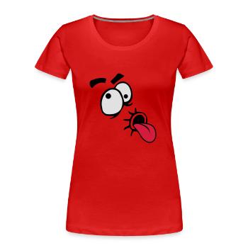 Komisches Comic Gesicht Cool Zunge Rausstrecken - Frauen Premium Bio T-Shirt - Rot - Vorne - Mia (176cm)