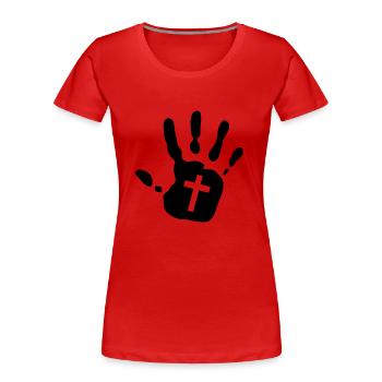 Handabdruck kressesamen 1c - Frauen Premium Bio T-Shirt - Rot - Vorne - Mia (176cm)