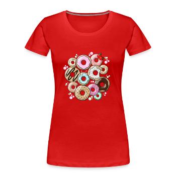Donuts - T-shirt bio Premium Femme - rouge - Devant - Mia (176cm)