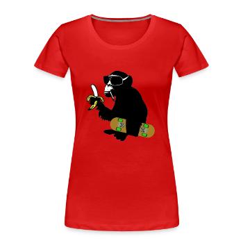 skateboard monkey - Frauen Premium Bio T-Shirt - Rot - Vorne - Mia (176cm)