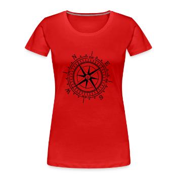 Kompass Anker maritim Nautik Seefahrt - Frauen Premium Bio T-Shirt - Rot - Vorne - Mia (176cm)