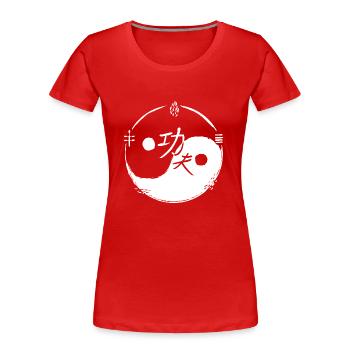 Ying und Yang Kungfu / 5 Elemente / weiss - Frauen Premium Bio T-Shirt - Rot - Vorne - Mia (176cm)