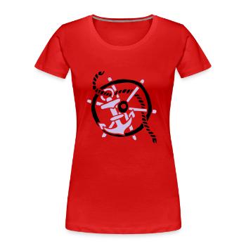 Anker Seemann Anchor Sailor Tattoo Oldschool SOS - Frauen Premium Bio T-Shirt - Rot - Vorne - Mia (176cm)