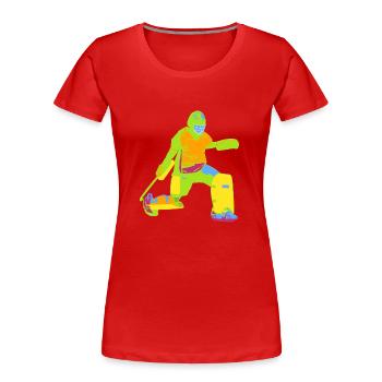 Torwart bunt - Frauen Premium Bio T-Shirt - Rot - Vorne - Mia (176cm)