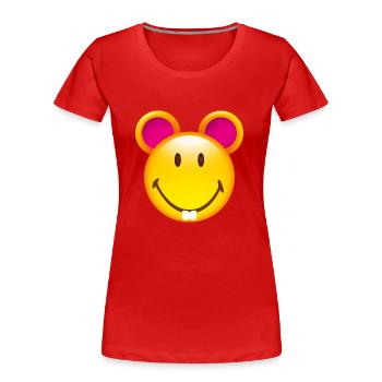 Smiley Mouse - T-shirt bio Premium Femme - rouge - Devant - Mia (176cm)