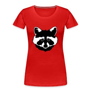 Raccoon head black and white - Women's Premium Organic T-Shirt - red - Front - Mia (176cm)