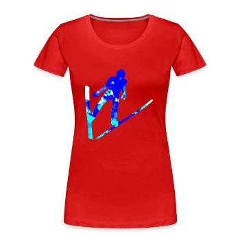 Saut à ski Hommes Femmes Sauteur à ski Vol à ski - T-shirt bio Premium Femme - rouge - Devant - Mia (176cm)
