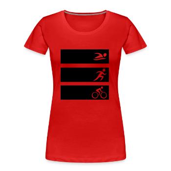 Triathlon Natation Bike Run - T-shirt bio Premium Femme - rouge - Devant - Mia (176cm)