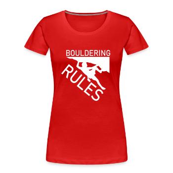 Escalade de bloc - T-shirt bio Premium Femme - bleu marine - Devant - Mia (176cm)