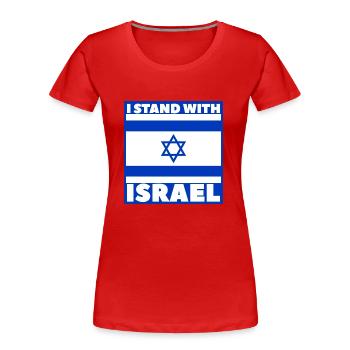 Je suis aux côtés d’Israël - T-shirt bio Premium Femme - rouge - Devant - Mia (176cm)