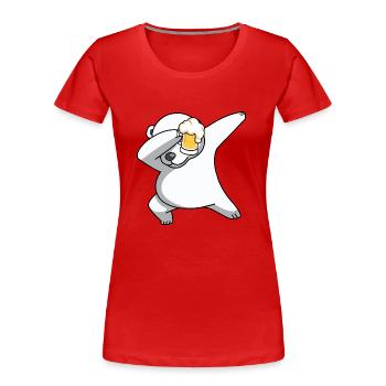 dab dabbing polar bear beer north pole funny tshirts 30 - Women's Premium Organic T-Shirt - red - Front - Mia (176cm)