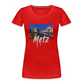 Metz Grand Est France by Night Vintage Souven - T-shirt bio Premium Femme - rouge - Devant - Mia (176cm)