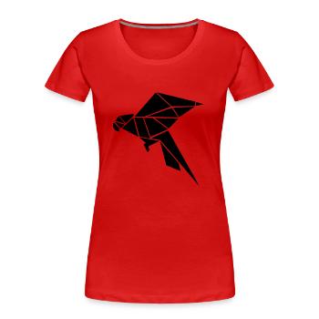 Origami Parrot Illustration Gift Idea - Women's Premium Organic T-Shirt - red - Front - Mia (176cm)