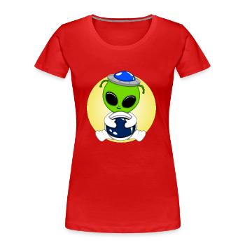 Cute Alien - Women's Premium Organic T-Shirt - red - Front - Mia (176cm)