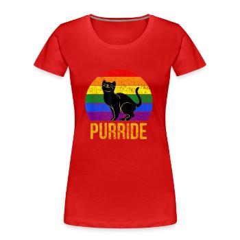 LGBTQ katze Regenbogen Pride Love Parade CSD - Frauen Premium Bio T-Shirt - Rot - Vorne - Mia (176cm)