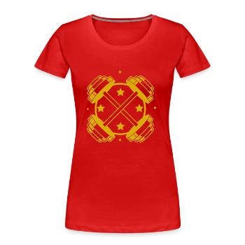 Bodybuilding - Gewichtheben - Fitness - Workout - Frauen Premium Bio T-Shirt - Rot - Vorne - Mia (176cm)