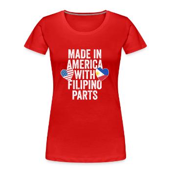 HERGESTELLT IN AMERIKA MIT PHILIPPINISCHEN TEILEN - Frauen Premium Bio T-Shirt - Rot - Vorne - Mia (176cm)