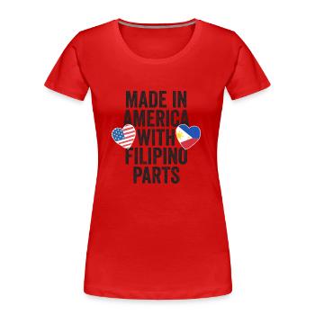 HERGESTELLT IN AMERIKA MIT PHILIPPINISCHEN TEILEN - Frauen Premium Bio T-Shirt - Rot - Vorne - Mia (176cm)