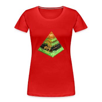 Wolfsenergie Pyramide - Frauen Premium Bio T-Shirt - Rot - Vorne - Mia (176cm)