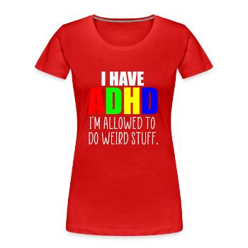 citation TDAH - T-shirt bio Premium Femme - rouge - Devant - Mia (176cm)